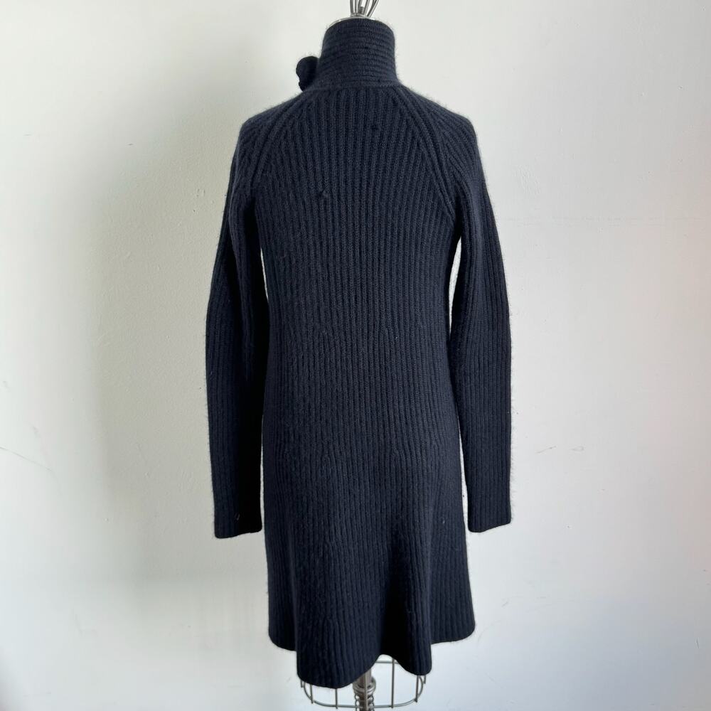 AKRIS BERGDORF GOODMAN Navy Cashmere Ribbed Sweater Dress Cardigan - Picture 3 of 11